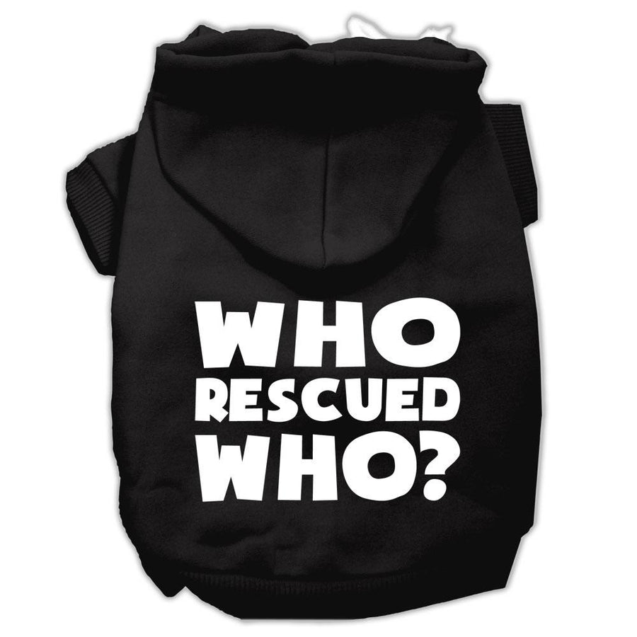 Who Rescued Who Screen Print Pet Hoodies Black Size Xs (8)