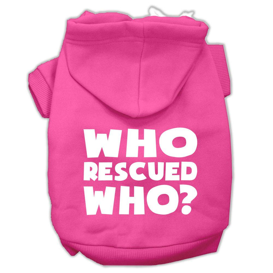 Who Rescued Who Screen Print Pet Hoodies Bright Pink Size Xs (8)