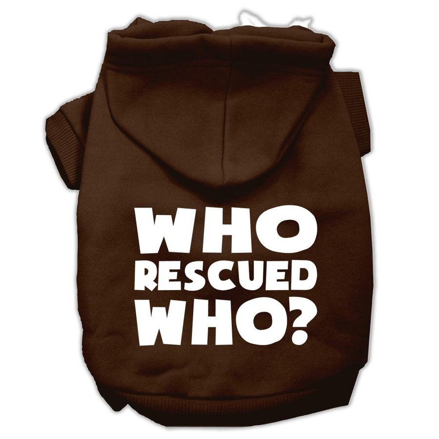 Who Rescued Who Screen Print Pet Hoodies Brown Size Xs (8)