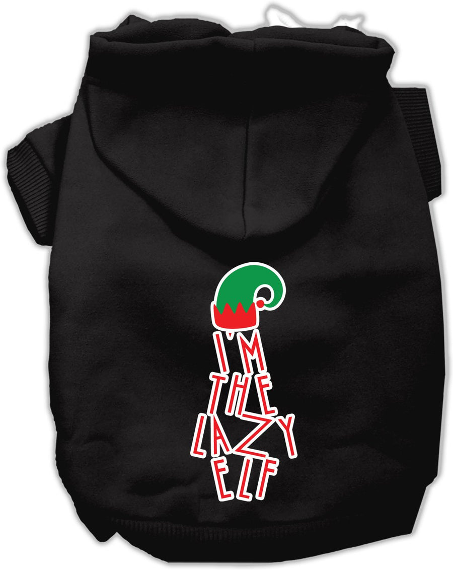 Lazy Elf Screen Print Pet Hoodie Black Med (12)
