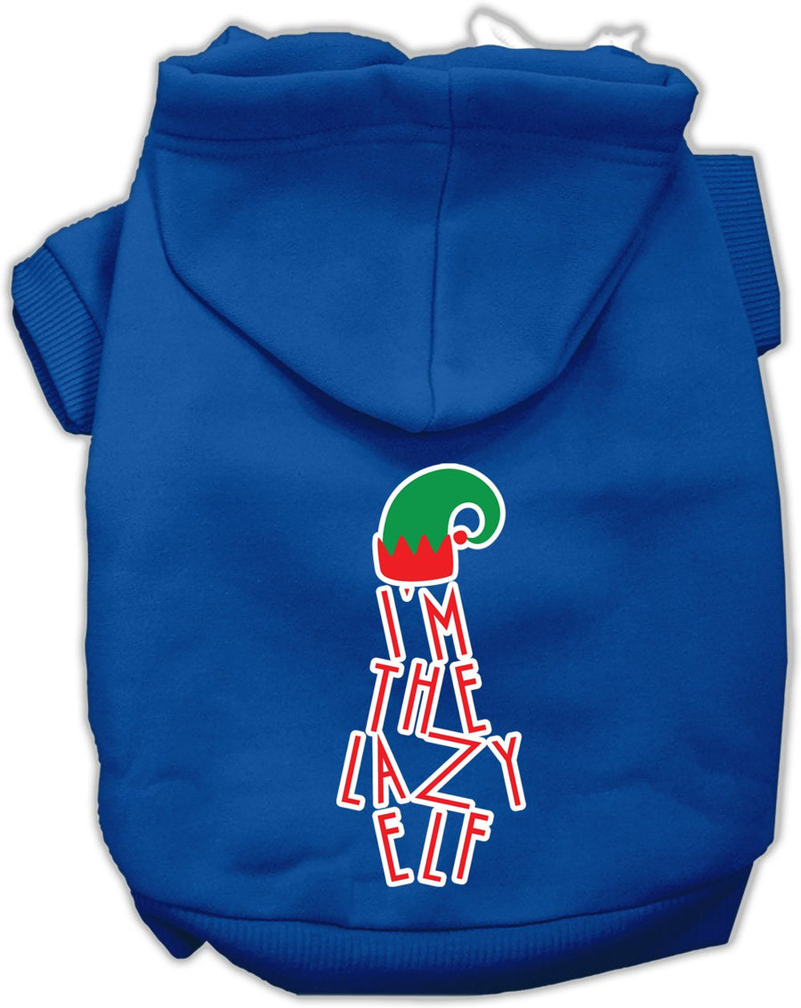 Lazy Elf Screen Print Pet Hoodie Blue Med (12)