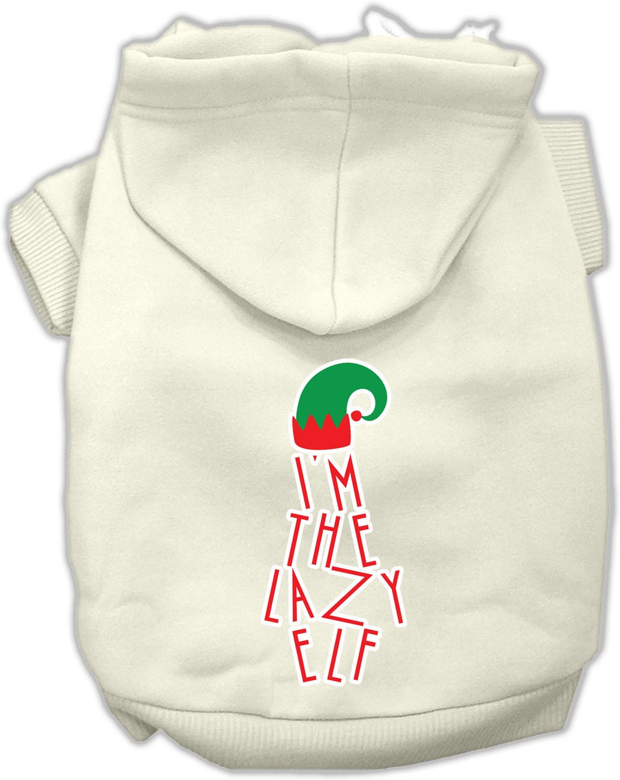 Lazy Elf Screen Print Pet Hoodie Cream Med (12)