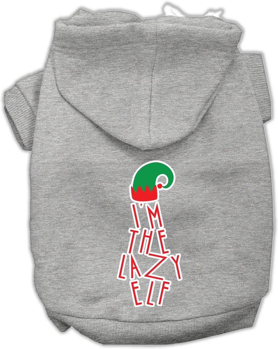 Lazy Elf Screen Print Pet Hoodie Grey Med (12)