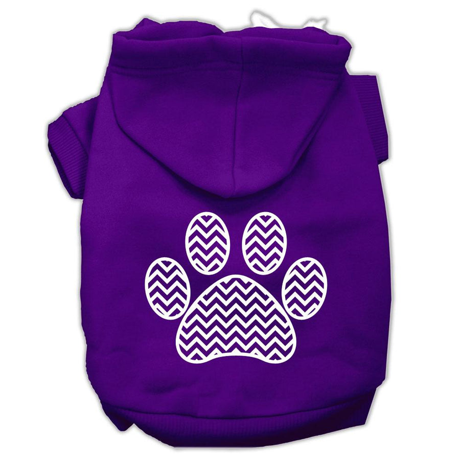 Chevron Paw Screen Print Pet Hoodies Purple Size Xl (16)