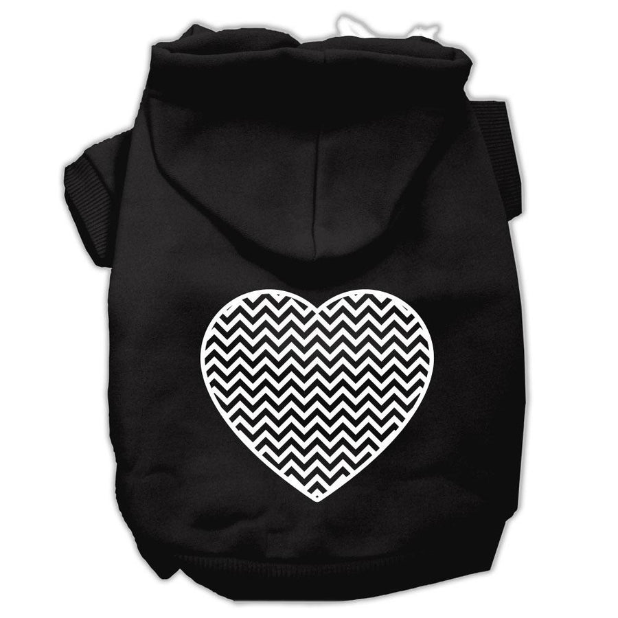 Chevron Heart Screen Print Dog Pet Hoodies Black Size Xxxl (20)