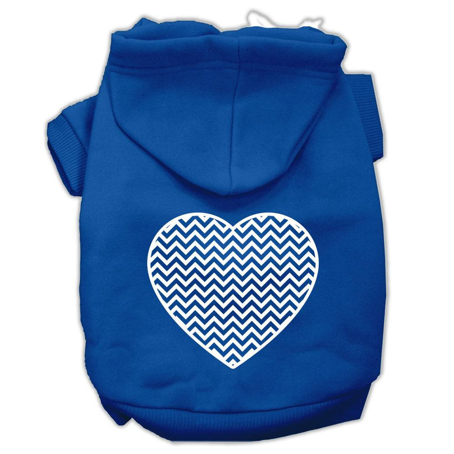 Chevron Heart Screen Print Dog Pet Hoodies Blue Size Xxxl (20)