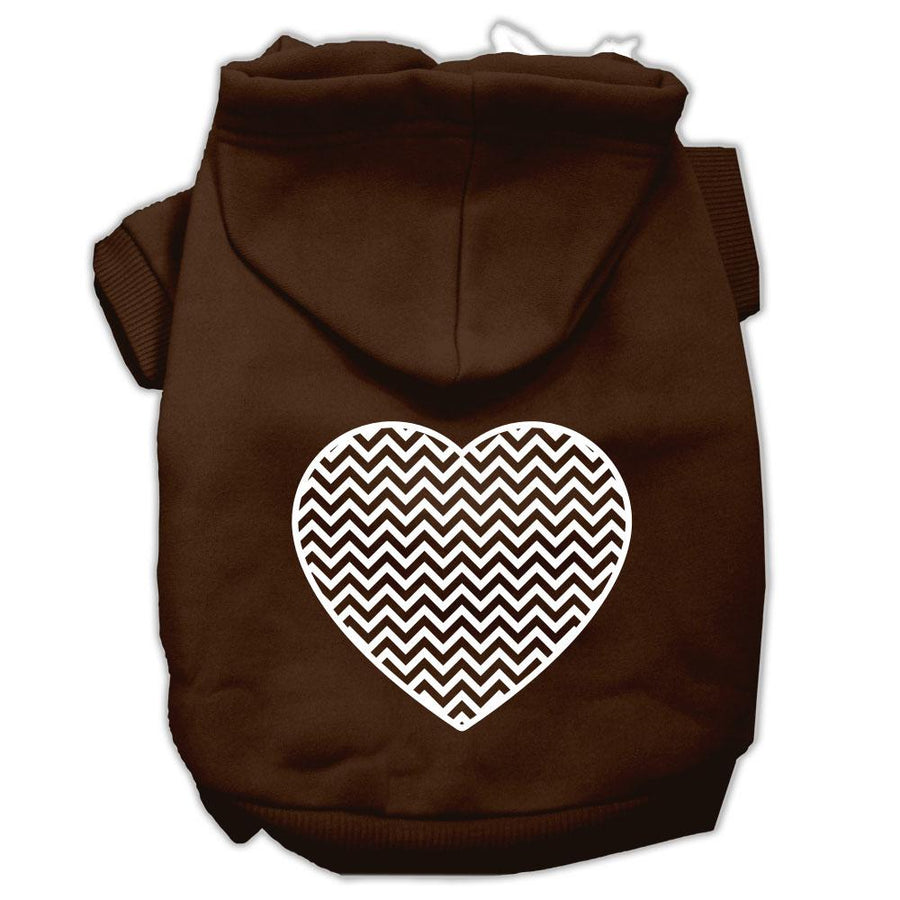 Chevron Heart Screen Print Dog Pet Hoodies Brown Size Xxxl (20)