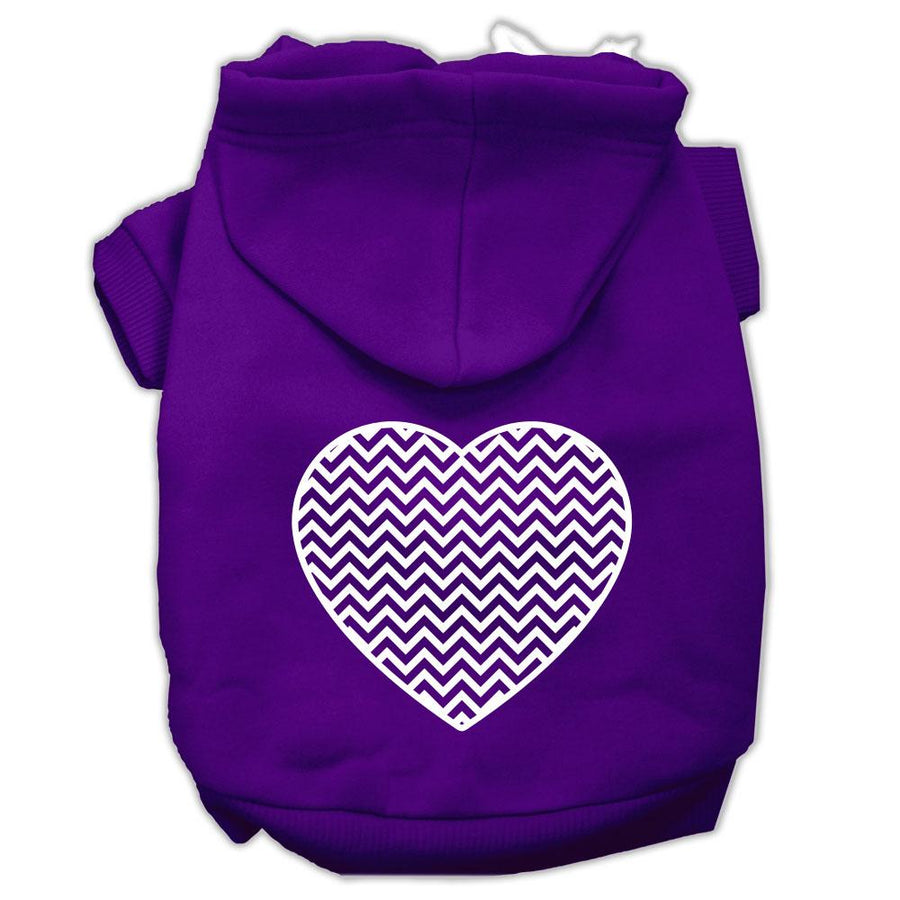 Chevron Heart Screen Print Dog Pet Hoodies Purple Size Xxxl (20)