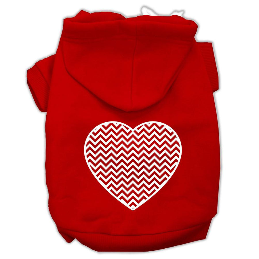 Chevron Heart Screen Print Dog Pet Hoodies Red Size Xxxl (20)