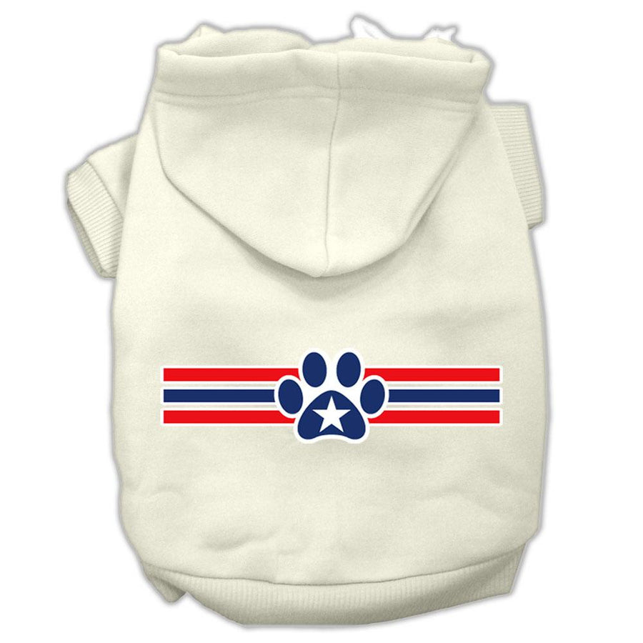 Patriotic Star Paw Screen Print Pet Hoodies Cream Size Xxl (18)