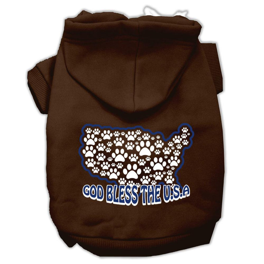 God Bless Usa Screen Print Pet Hoodies Brown M (12)