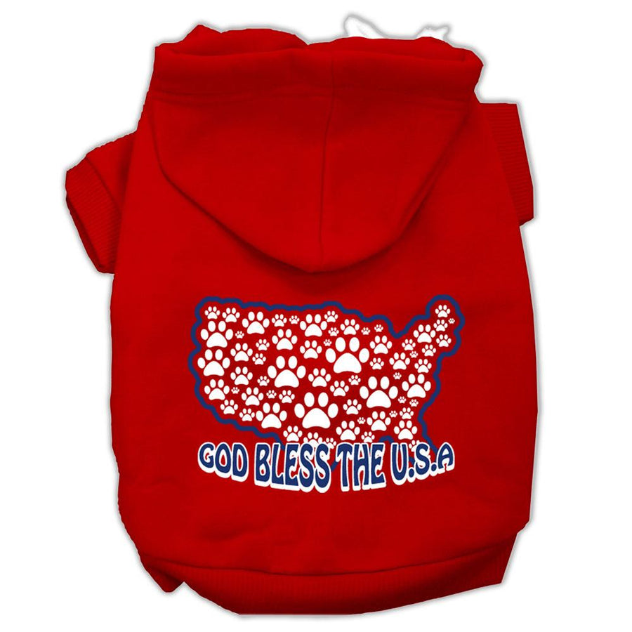 God Bless Usa Screen Print Pet Hoodies Red Size M (12)