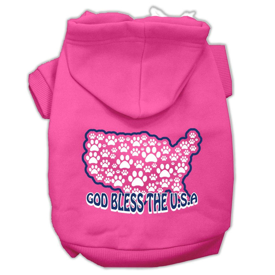 God Bless Usa Screen Print Pet Hoodies Bright Pink Size Xs (8)