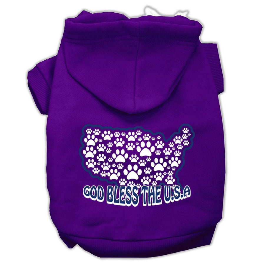 God Bless Usa Screen Print Pet Hoodies Purple Size Xxxl(20)