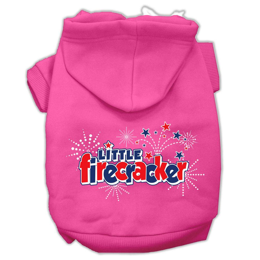 Little Firecracker Screen Print Pet Hoodies Bright Pink Size Xs (8)