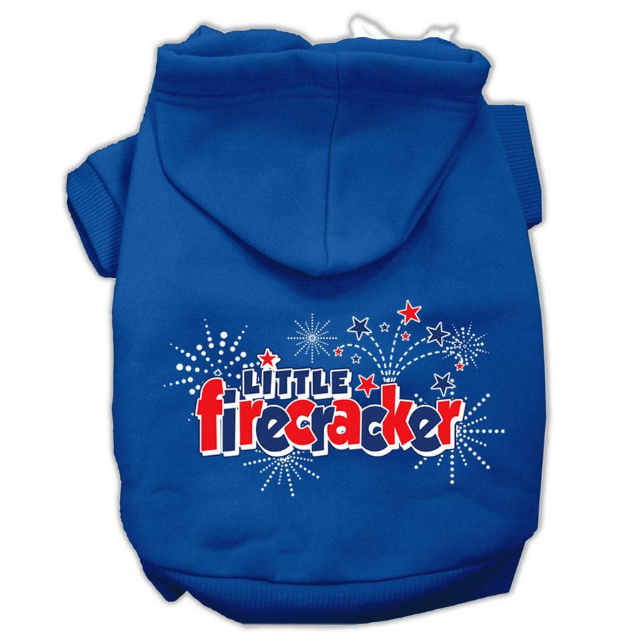 Little Firecracker Screen Print Pet Hoodies Blue Size Xxl (18)