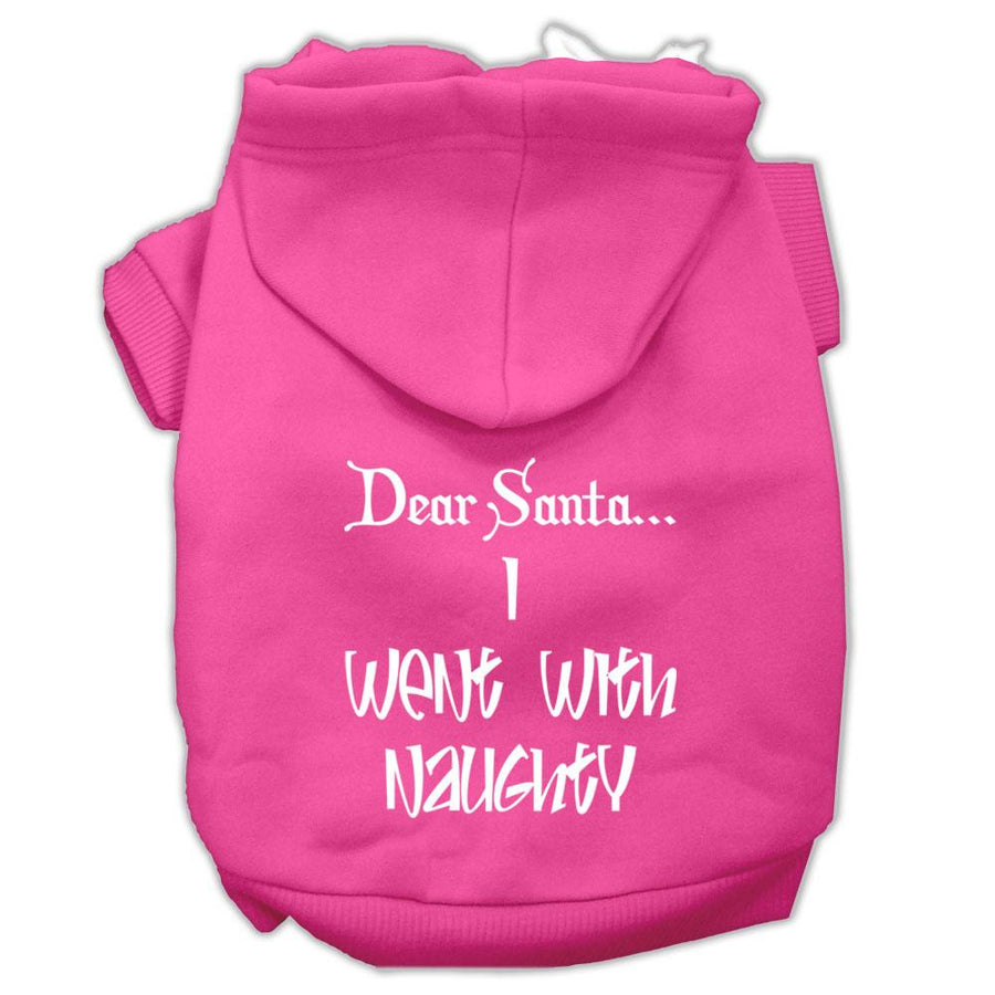 Dear Santa I Went With Naughty Screen Print Pet Hoodies Bright Pink Size Xl (16)