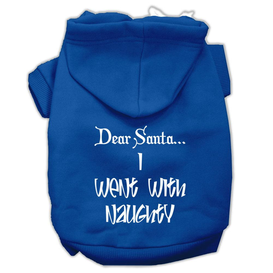 Dear Santa I Went With Naughty Screen Print Pet Hoodies Blue Size Xs (8)