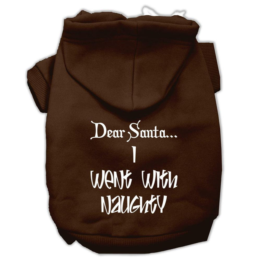 Dear Santa I Went With Naughty Screen Print Pet Hoodies Brown Size Xs (8)