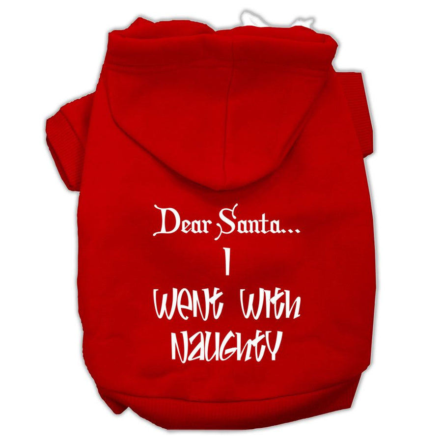 Dear Santa I Went With Naughty Screen Print Pet Hoodies Red Size Xs (8)