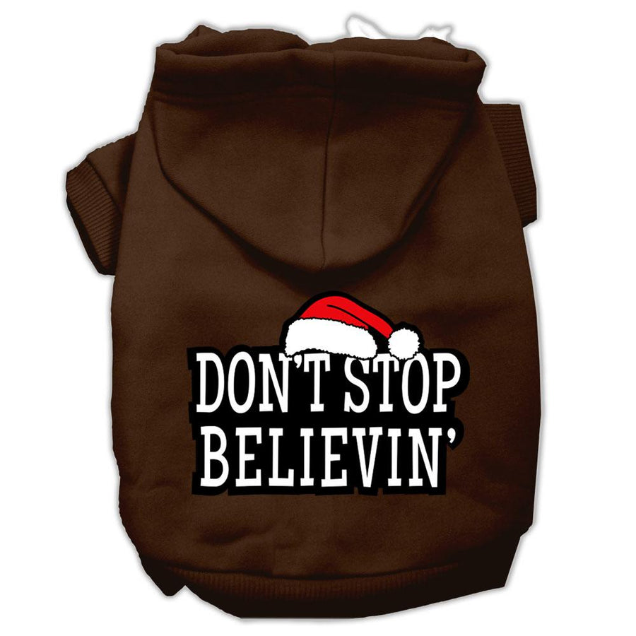 Don't Stop Believin' Screenprint Pet Hoodies Brown Size Xs (8)