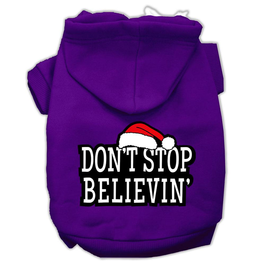 Don't Stop Believin' Screenprint Pet Hoodies Purple Size Xs (8)