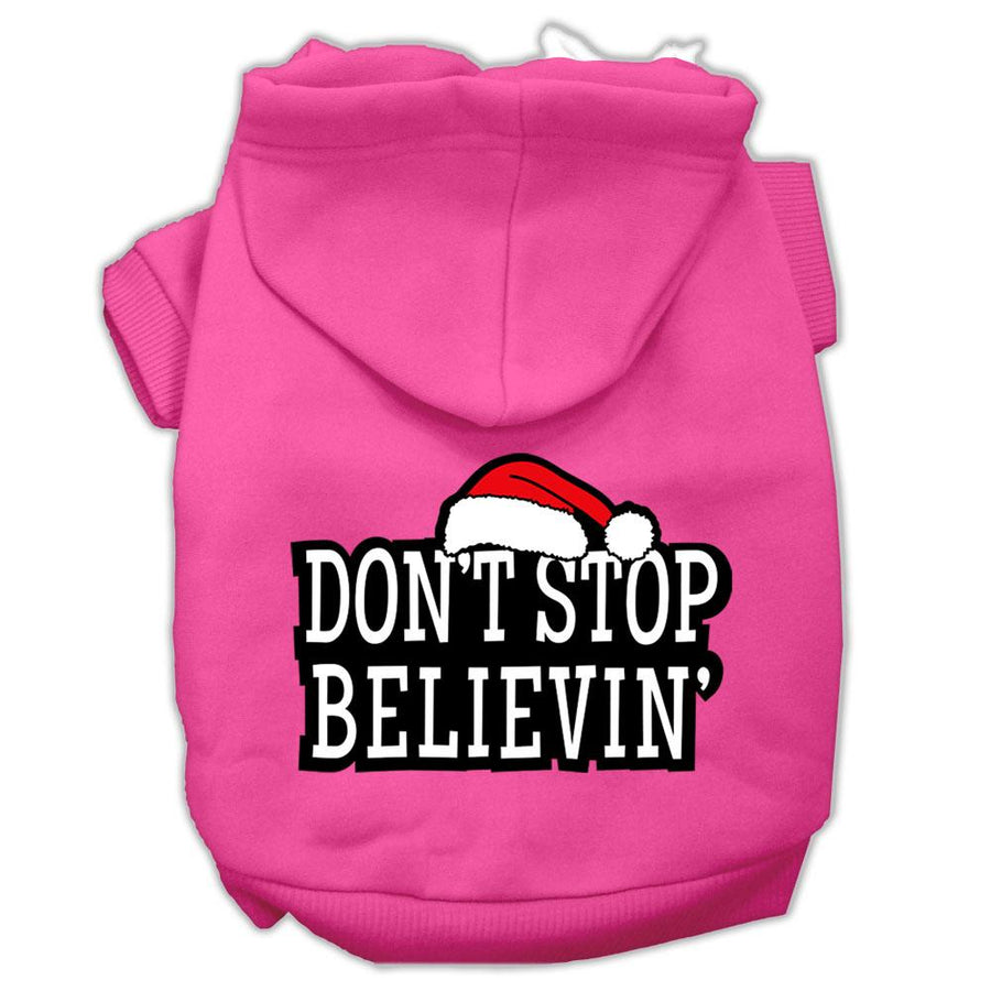 Don't Stop Believin' Screenprint Pet Hoodies Bright Pink Size Xxl (18)