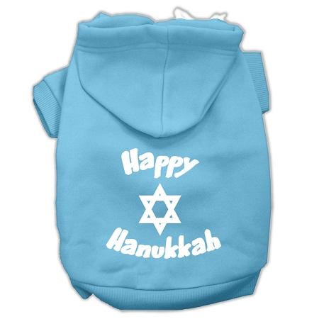 Happy Hanukkah Screen Print Pet Hoodies Baby Blue Size Xxl (18)