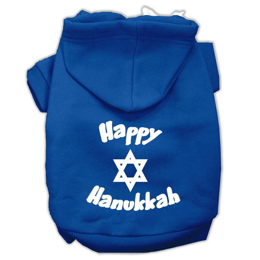 Happy Hanukkah Screen Print Pet Hoodies Blue Size Xxl (18)