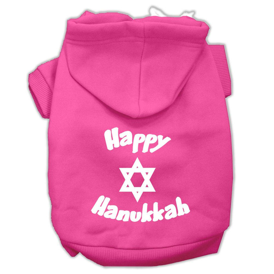 Happy Hanukkah Screen Print Pet Hoodies Bright Pink Size Xxl (18)