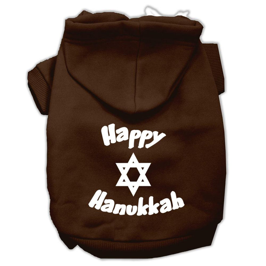 Happy Hanukkah Screen Print Pet Hoodies Brown Size Xxl (18)