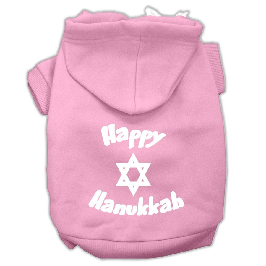 Happy Hanukkah Screen Print Pet Hoodies Light Pink Size Xxl (18)