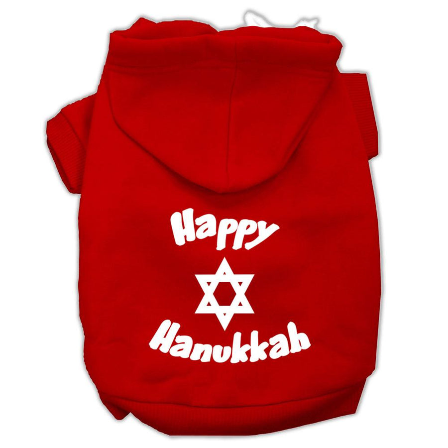 Happy Hanukkah Screen Print Pet Hoodies Red Size Xxl (18)