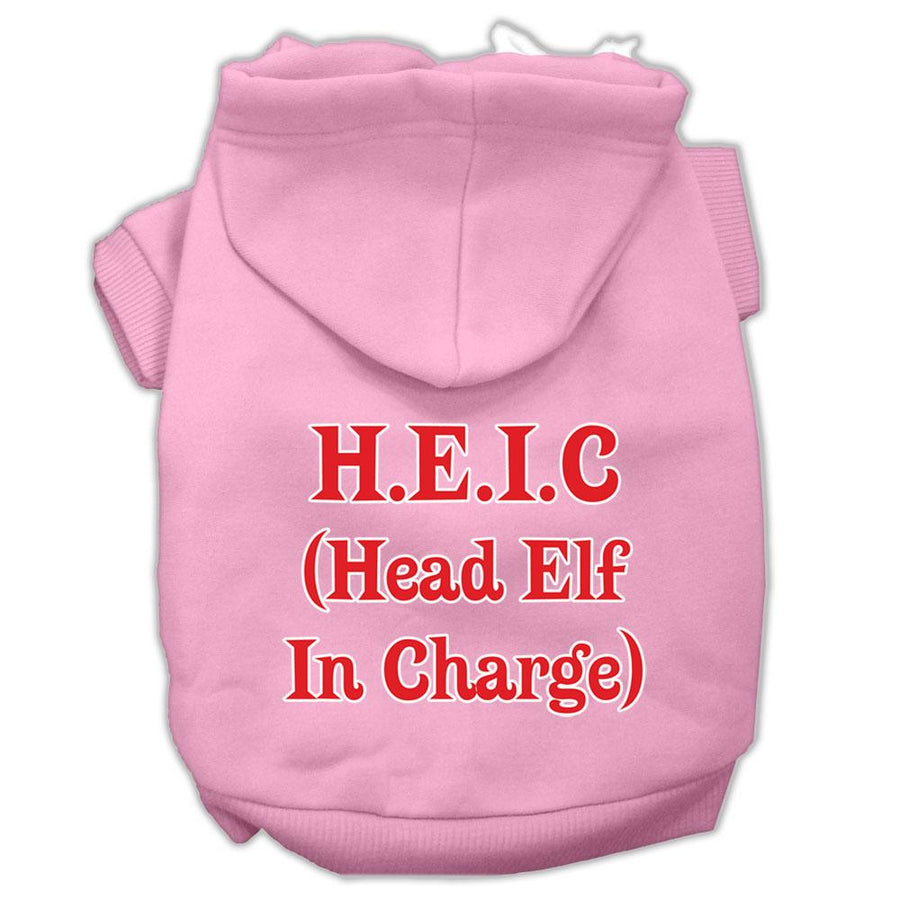 Head Elf In Charge Screen Print Pet Hoodies Light Pink Size Xl (16)