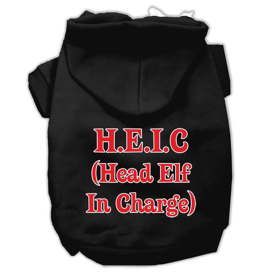 Head Elf In Charge Screen Print Pet Hoodies Black Size Xs (8)