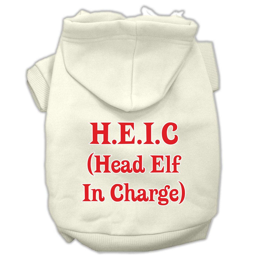Head Elf In Charge Screen Print Pet Hoodies Cream Size Xs (8)