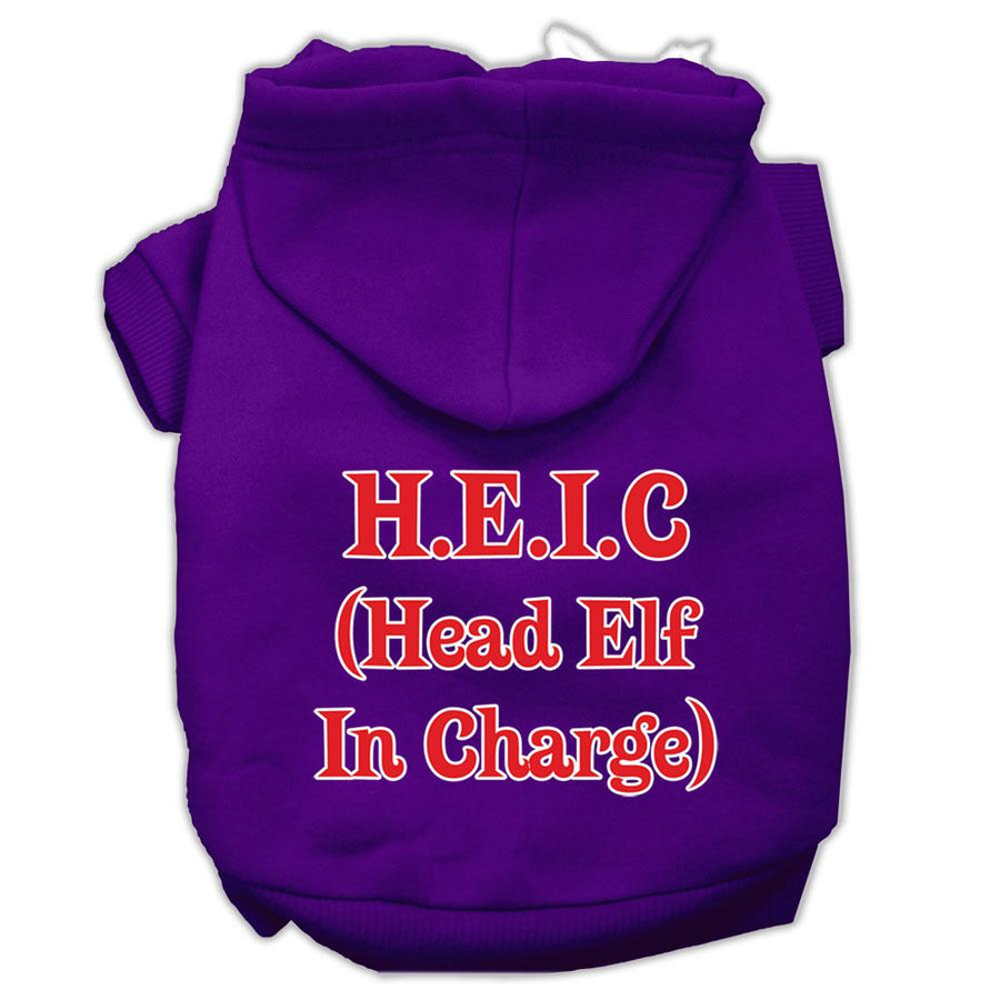 Head Elf In Charge Screen Print Pet Hoodies Purple Size Xs (8)