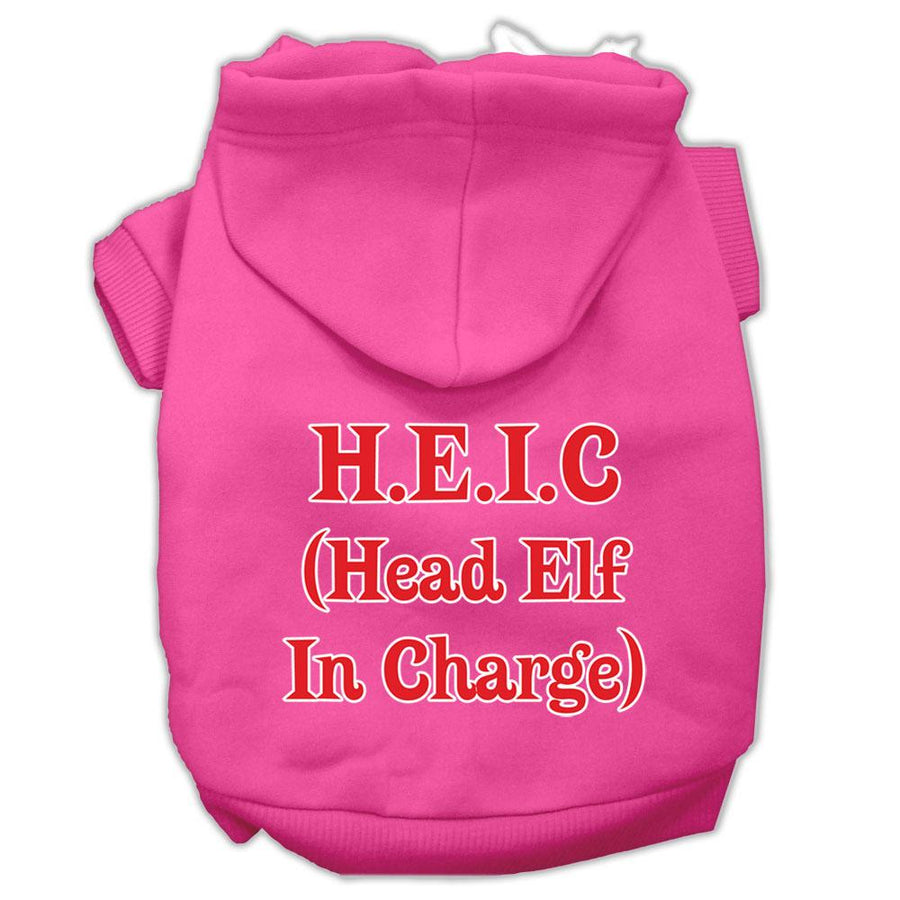 Head Elf In Charge Screen Print Pet Hoodies Bright Pink Size Xxl (18)