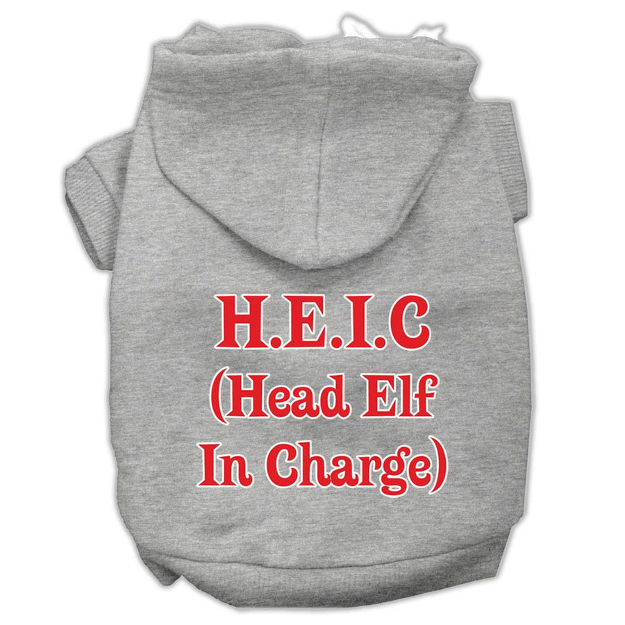 Head Elf In Charge Screen Print Pet Hoodies Grey Size Xxl (18)