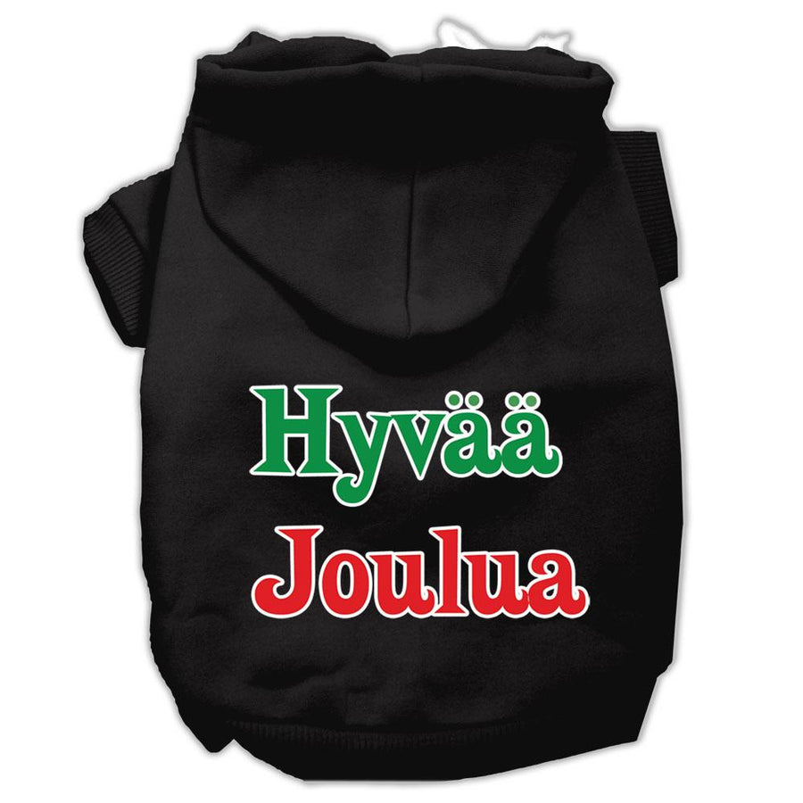 Hyvaa Joulua Screen Print Pet Hoodies Black Xxl (18)