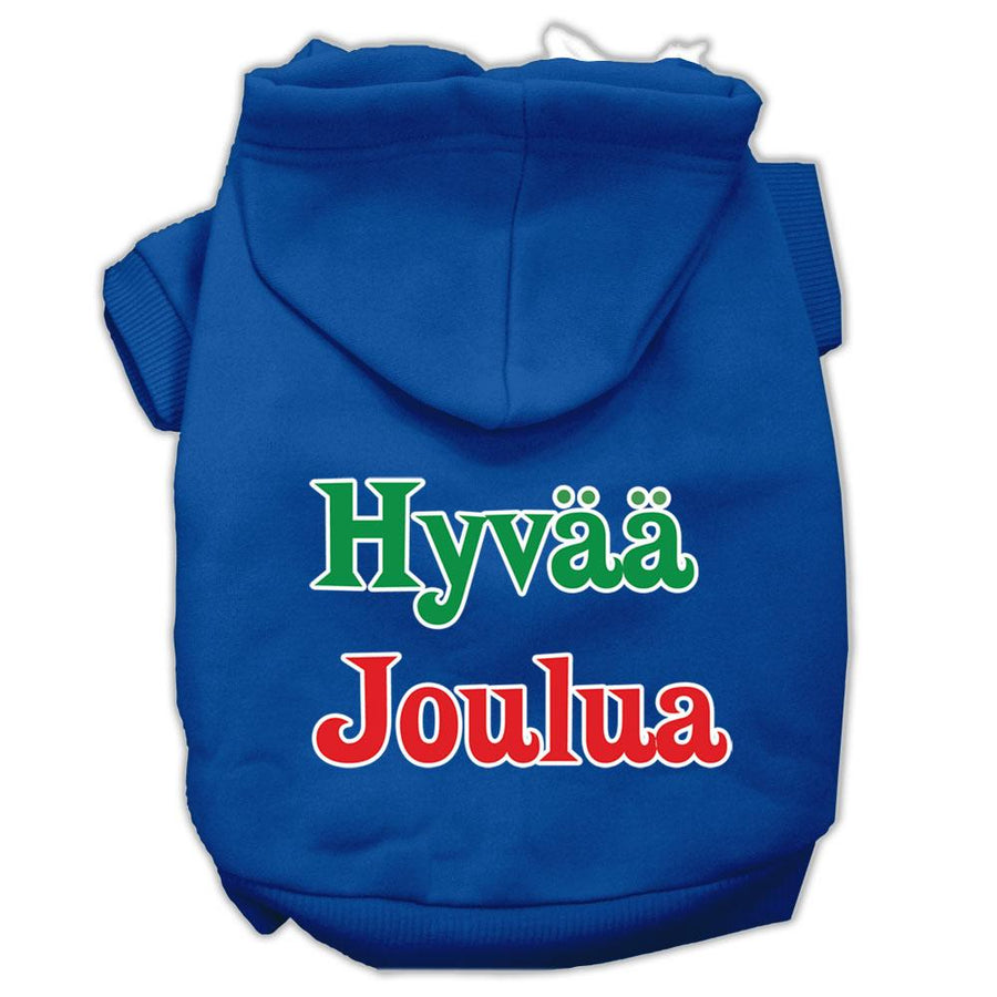 Hyvaa Joulua Screen Print Pet Hoodies Blue Xxl (18)