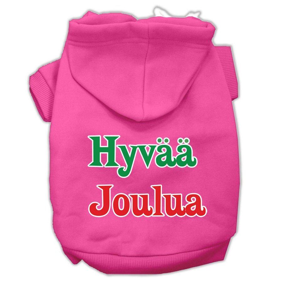 Hyvaa Joulua Screen Print Pet Hoodies Bright Pink Xxl (18)