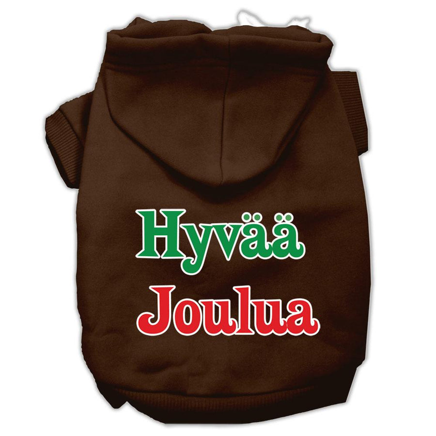 Hyvaa Joulua Screen Print Pet Hoodies Brown Xxl (18)