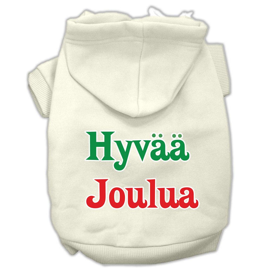 Hyvaa Joulua Screen Print Pet Hoodies Cream Size Xxl (18)