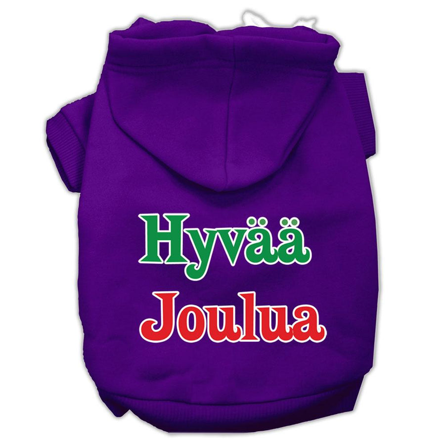 Hyvaa Joulua Screen Print Pet Hoodies Purple Xxl (18)