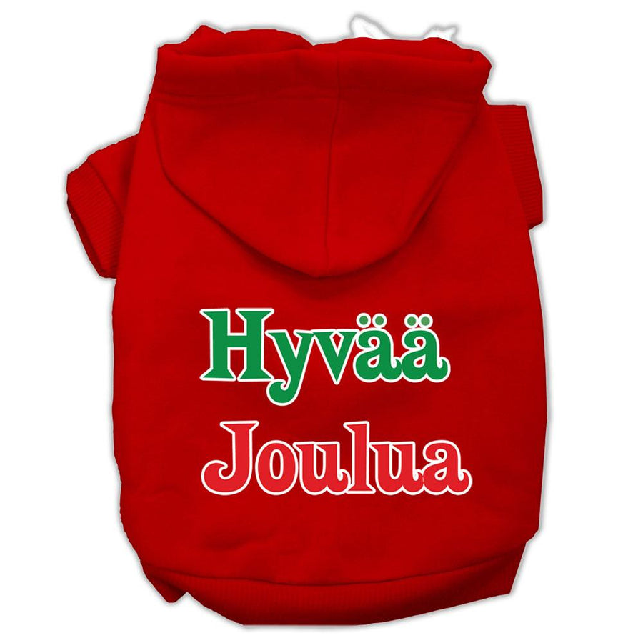 Hyvaa Joulua Screen Print Pet Hoodies Red Size Xxl (18)