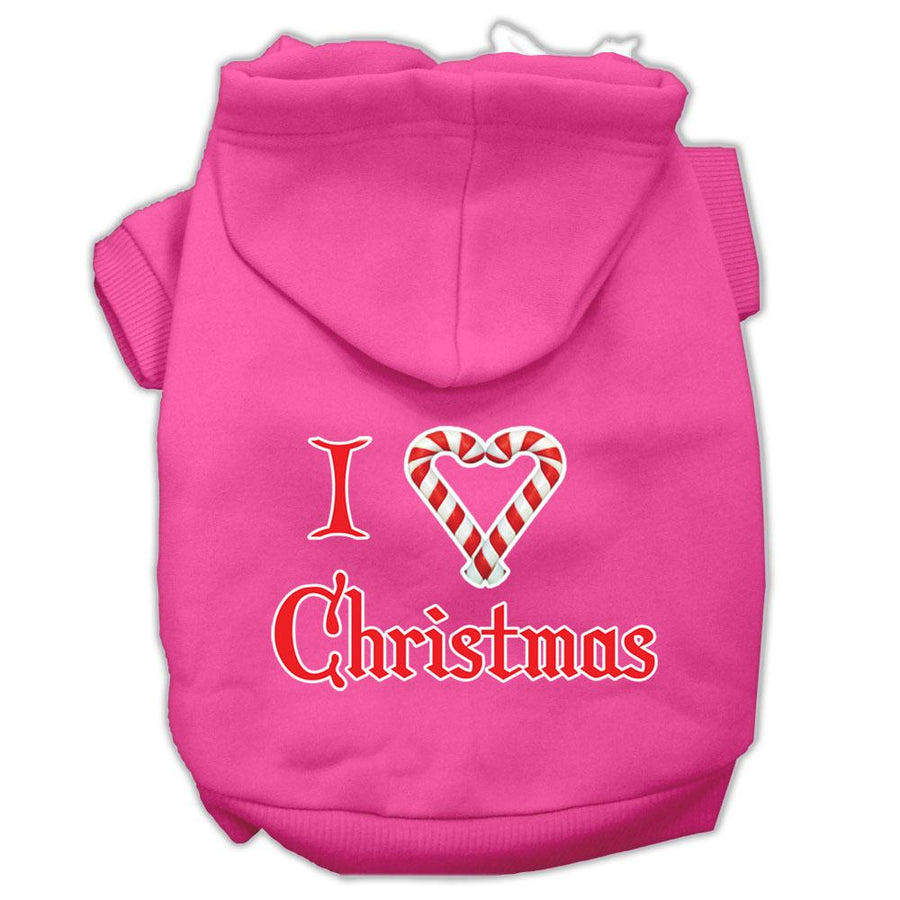 I Heart Christmas Screen Print Pet Hoodies Bright Pink Size Xl (16)
