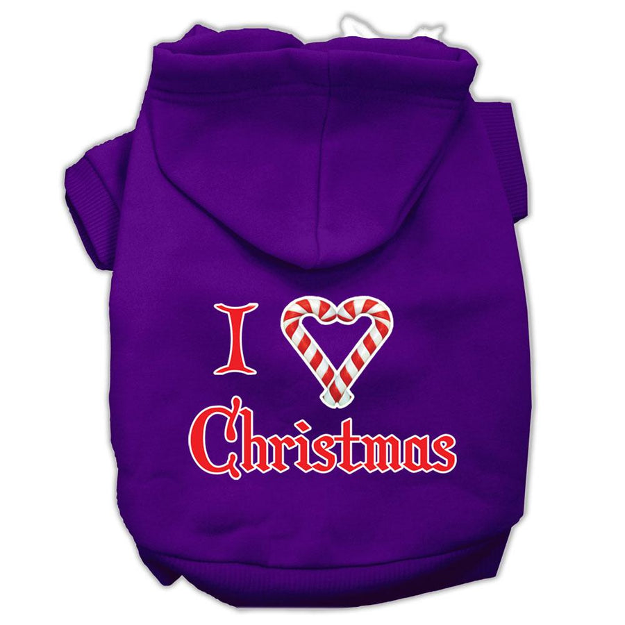 I Heart Christmas Screen Print Pet Hoodies Purple Size Xl (16)