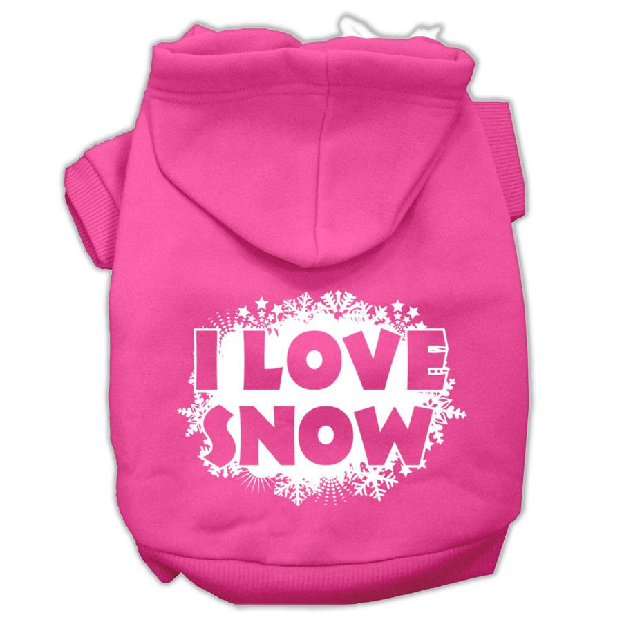 I Love Snow Screenprint Pet Hoodies Bright Pink Size Xl (16)