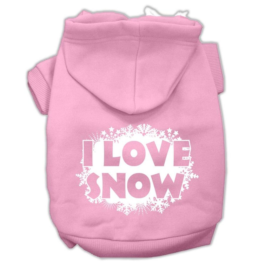 I Love Snow Screenprint Pet Hoodies Light Pink Size Xxl (18)